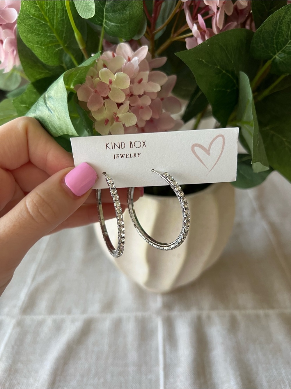 Silver Crystal Hoop Earrings